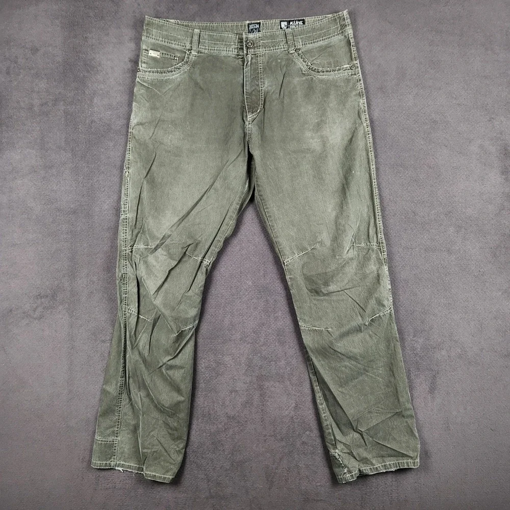 Kuhl Revolvr Pants Mens 38x34 Khaki Green Utility Cargo Stretch Hiking Workwear